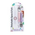 Set lingurita si furculita detasabile pentru bebe Melii, roz si mov