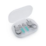 Set manichiură pentru bebe Melii, 4 piese, model Bulldog, gri-albastru