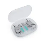 Set manichiură pentru bebe Melii, 4 piese, model Bulldog, gri-albastru