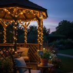 Instalatie luminoasa solara exterior 100 LED alb cald, cablu 12 m, 8 moduri iluminare, IP44, negru Household NewTrend