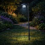 Lampa solara gradina 2in1 tip stalp felinar, iluminat alei, LED alb rece, 155 cm, panou solar, IP44, negru Household NewTrend