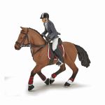 Figurină Papo cal de competiție cu jocheu, multicolor, 3+ ani