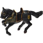 Figurină Papo cal negru în armură medievală pentru copii 3+ ani