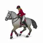 Figurină Papo set competiție ecvestră cu călăreață și cal