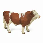 Figurină taur Simmental Papo, animal de fermă realist, pictat manual