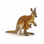 Figurină cangur cu pui Papo, animal sălbatic realist pictat manual