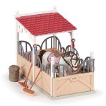 Set Papo boxă de spălat caii cu cal și accesorii, multicolor