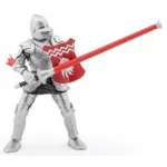 Figurina cavaler medieval Papo cu sulita si scut rosu, 9,5 cm