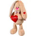 Iepuraș de pluș cu inimă 35 cm, jucărie moale și hipoalergenică