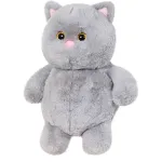 Pisică de pluș gri 35 cm, moale și pufoasă pentru joacă și îmbrățișări