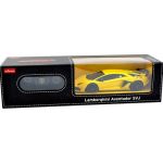 Mașină cu telecomandă Lamborghini Aventador SVJ galbenă, scara 1:24