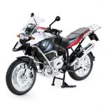 Motocicletă metalică BMW R1200 GS albă, scară 1:9, Rastar