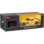 Mașină cu telecomandă Mercedes-Benz SLS AMG galbenă, scara 1:18