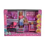 Papusa Steffi Love cu 3 bebelusi si accesorii pentru joaca