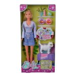 Papusa Steffi Love iubitoare de pisici, cu pisica si 2 pisoi