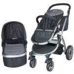 Carucior 2 in 1 Kidscare Veneto gri cu landou si parte sport reversibila
