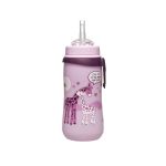 Cana de baut cu pai din silicon Straw Cup Girl, antipicurare, clip de prindere, 330 ml, de la 12 luni, nip 35068