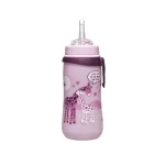 Cană cu pai din silicon NIP Straw Cup Girl, antipicurare, 330 ml, 12+ luni