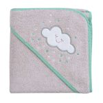 Prosop de baie pentru bebelus cu gluga si prindere pentru mama Clevamama, gri