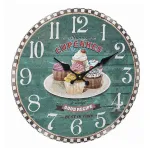 Ceas de perete vintage Cupcakes din MDF, analog, 33,7 cm, TFA