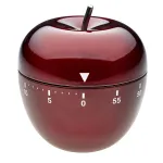 Timer analog de bucătărie TFA Apple, formă de măr, inox roșu