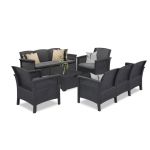 Set mobilier de grădină Leziter Venus II, 8 locuri, grafit, aspect ratan