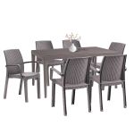 Set mobilier de grădină Leziter Prato 6+1, cappuccino, masă și 6 scaune