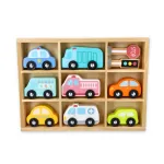 Set 8 masinute din lemn pentru copii cu semne de circulatie Lelin