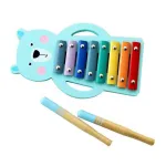 Xilofon muzical din lemn Ursulet cu 8 note metalice Adam Toys