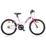 Bicicletă pentru copii Dino Bikes 20 inch, alb cu roz, frâne duble