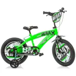 Bicicletă BMX pentru copii Dino Bikes 14 inch, verde, cu roți ajutătoare