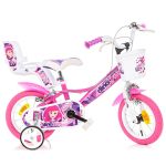Bicicletă pentru copii Dino Bikes Fairy 12 inch, roz-alb, cu roți ajutătoare