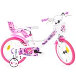 Bicicletă pentru copii Fairy Dino Bikes 16 inch, alb roz