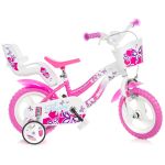 Bicicletă pentru copii Flappy Dino Bikes 12 inch, alb roz