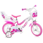 Bicicletă pentru copii Flappy Dino Bikes 12 inch, alb roz