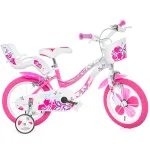 Bicicletă pentru copii Dino Bikes Flappy 14 inch, alb roz