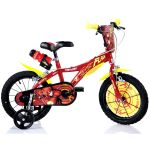 Bicicletă pentru copii Flash Dino Bikes 14 inch, roșie, cu roți ajutătoare