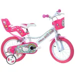 Bicicletă pentru copii Hello Kitty Dino Bikes 14 inch, alb roz