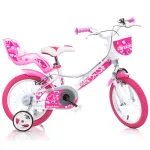 Bicicleta pentru copii Dino Bikes Little Heart 16 inch, alb cu roz