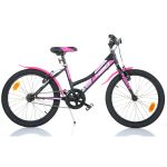 Bicicletă pentru copii Nera Cambio Dino Bikes, 20 inch, negru cu roz