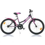Bicicletă pentru copii Nera Cambio Dino Bikes, 20 inch, negru cu roz