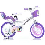 Bicicletă pentru copii Unicorn Academy Dino Bikes 16 inch, alb-mov