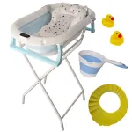 Cădiță pliabilă pentru bebeluși albastră KidsCare cu suport și termometru