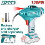 TOTAL - COMPRESOR AER - 150PSI/10.34BAR - LI-ION - 20V (NU INCLUDE ACUMULATOR SI INCARCATOR)