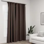 Draperie opacă, aspect de in, gri taupe, 290x245 cm, cu cârlige GartenMobel Dekor