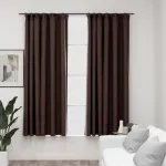 Draperii opace aspect in, cârlige, 2 buc. gri taupe, 140x175 cm GartenMobel Dekor