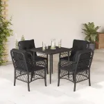 Set mobilier de grădină cu perne, 5 piese, negru, poliratan GartenMobel Dekor