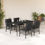 Set mobilier de grădină cu perne, 5 piese, negru, poliratan GartenMobel Dekor