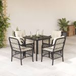 Set mobilier de grădină cu perne, 5 piese, negru, poliratan GartenMobel Dekor