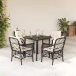 Set mobilier de grădină cu perne, 5 piese, negru, poliratan GartenMobel Dekor